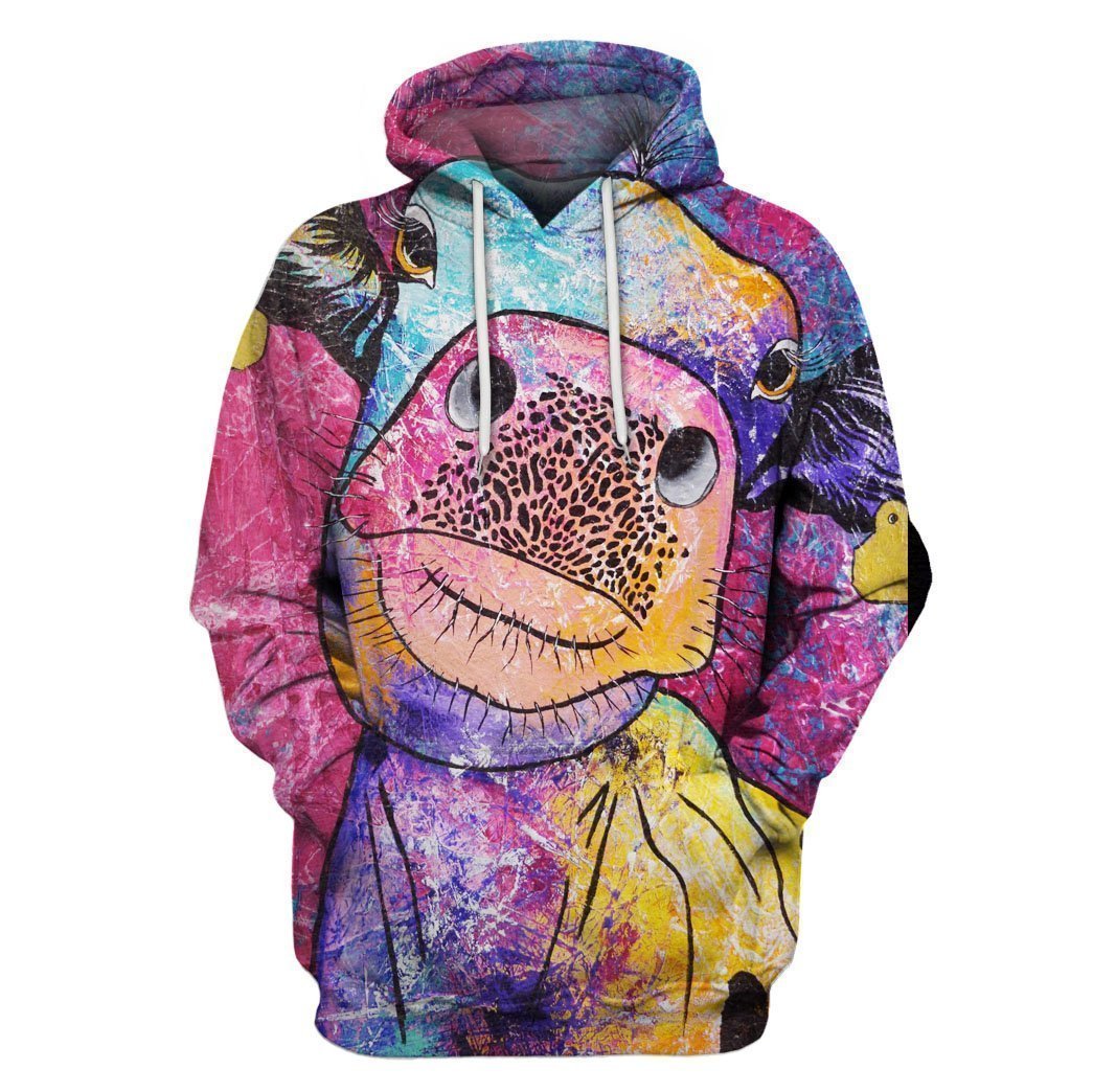 3D All Over Print Colourful Cow Hoodie For Men and Women - OwlOhh