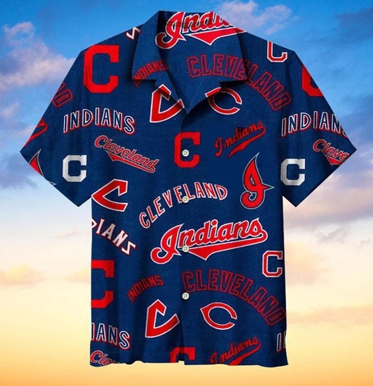 Cleveland Indians Tropical Floral Aloha Hawaiian Shirt - Family