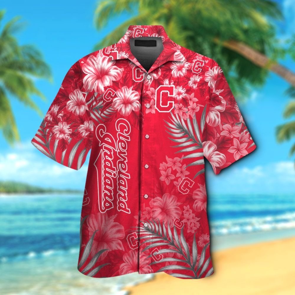 Customized Cleveland Indians Red With White Black Name Hawaiian Shirt - Owl  Ohh