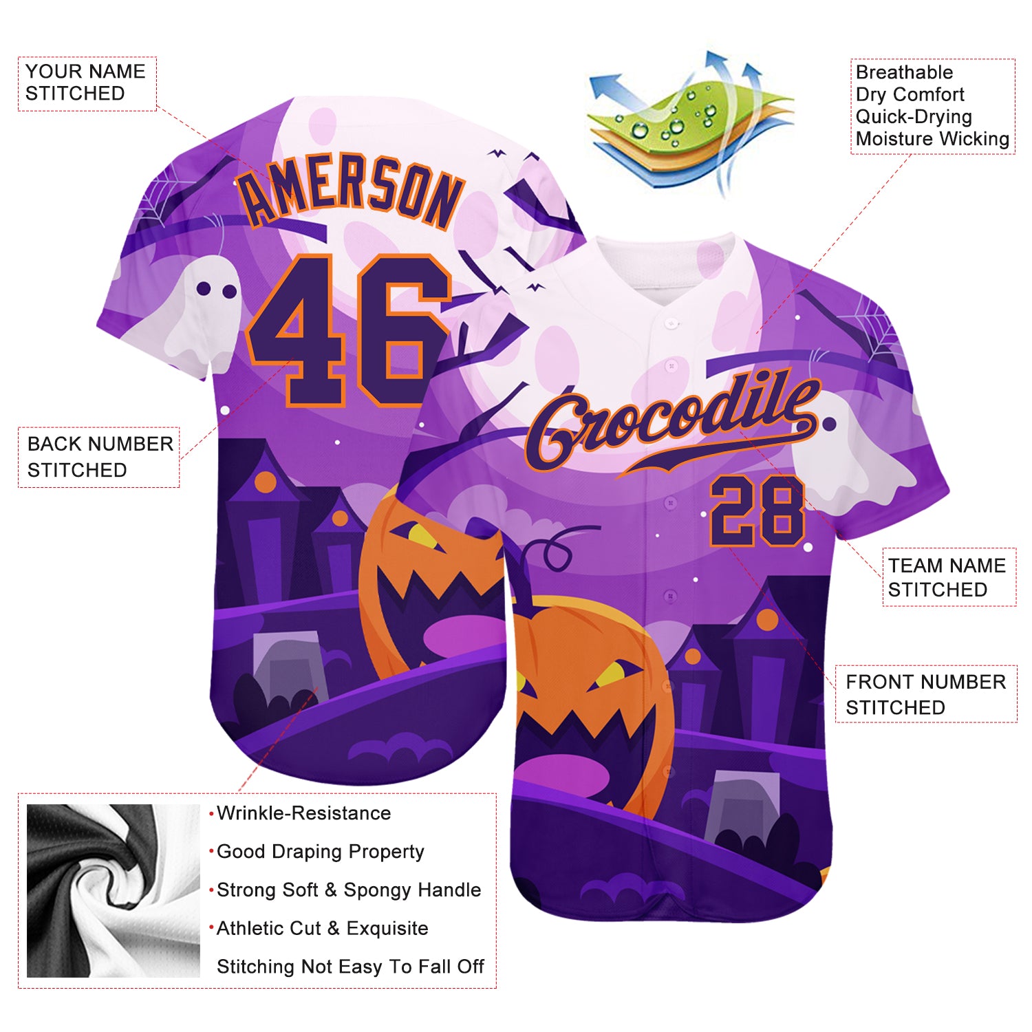 Horror Custom Name Baseball Jersey for Men  