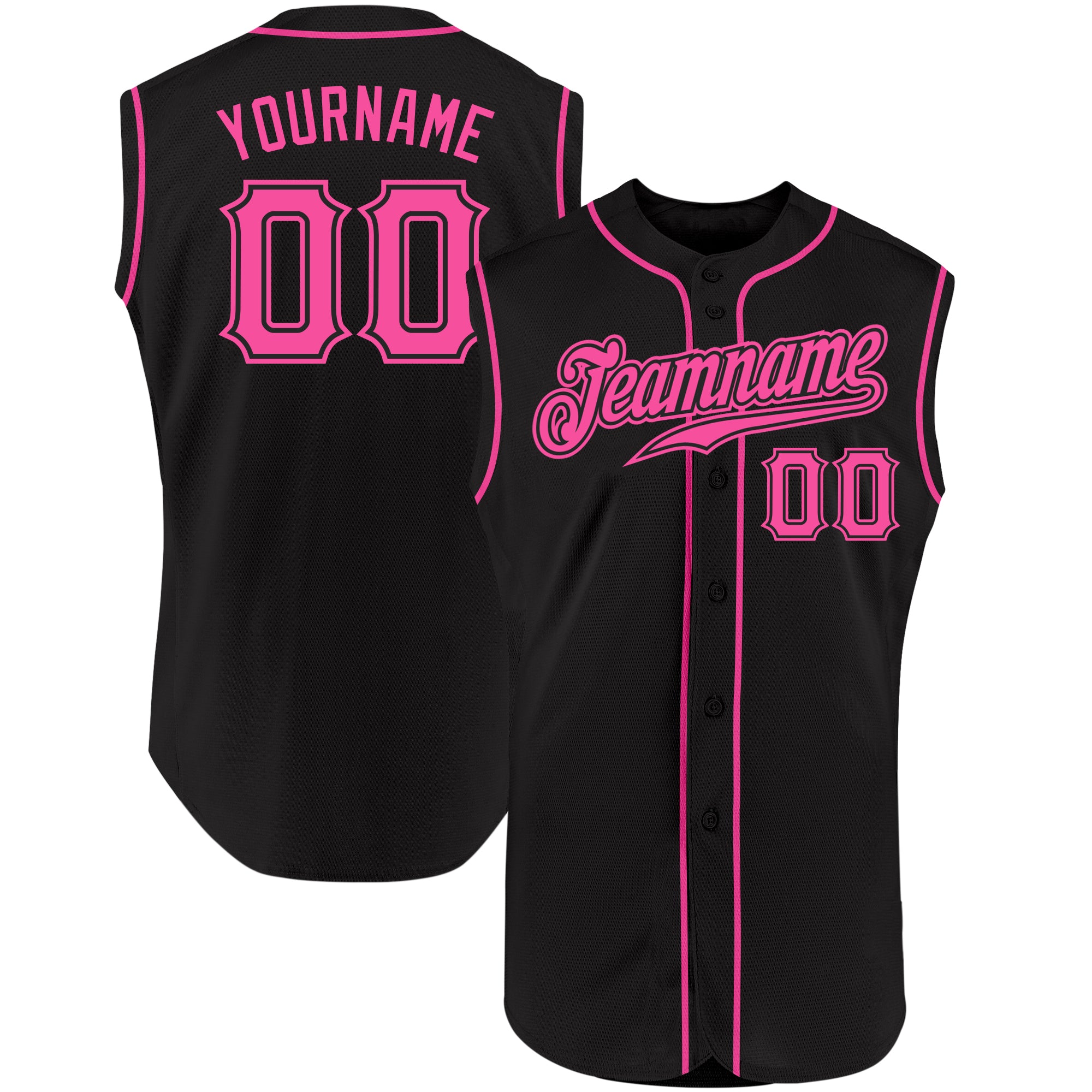 Custom Pink White-Black Authentic Baseball Jersey