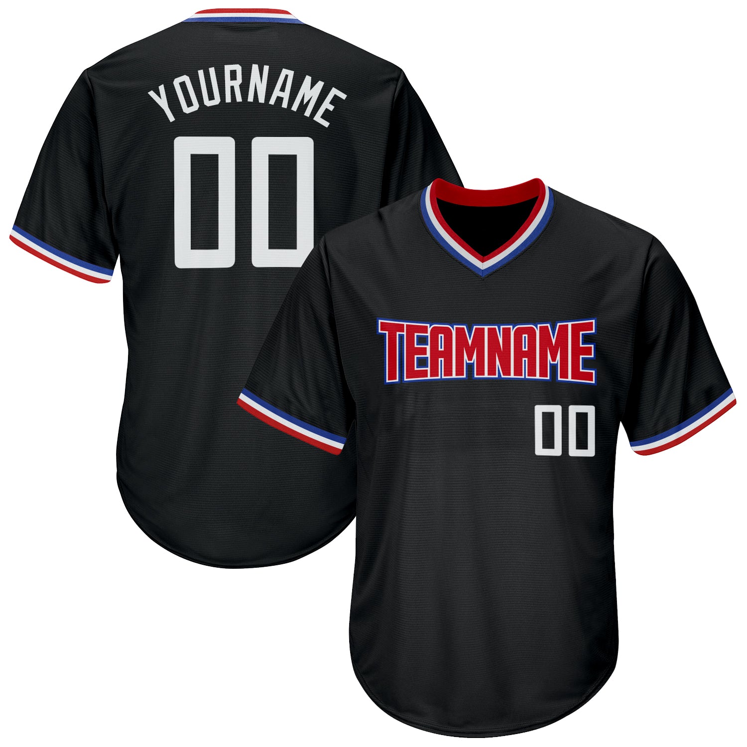 Custom Navy White-Red Baseball Jersey For Men and Women - OwlOhh