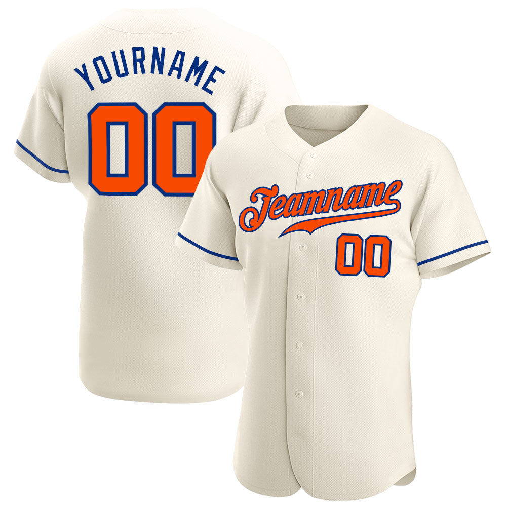 Custom Cream Navy-Orange Authentic Baseball Jersey Discount