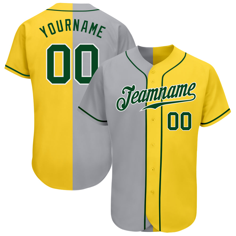 Custom Green Gray-White Authentic Baseball Jersey