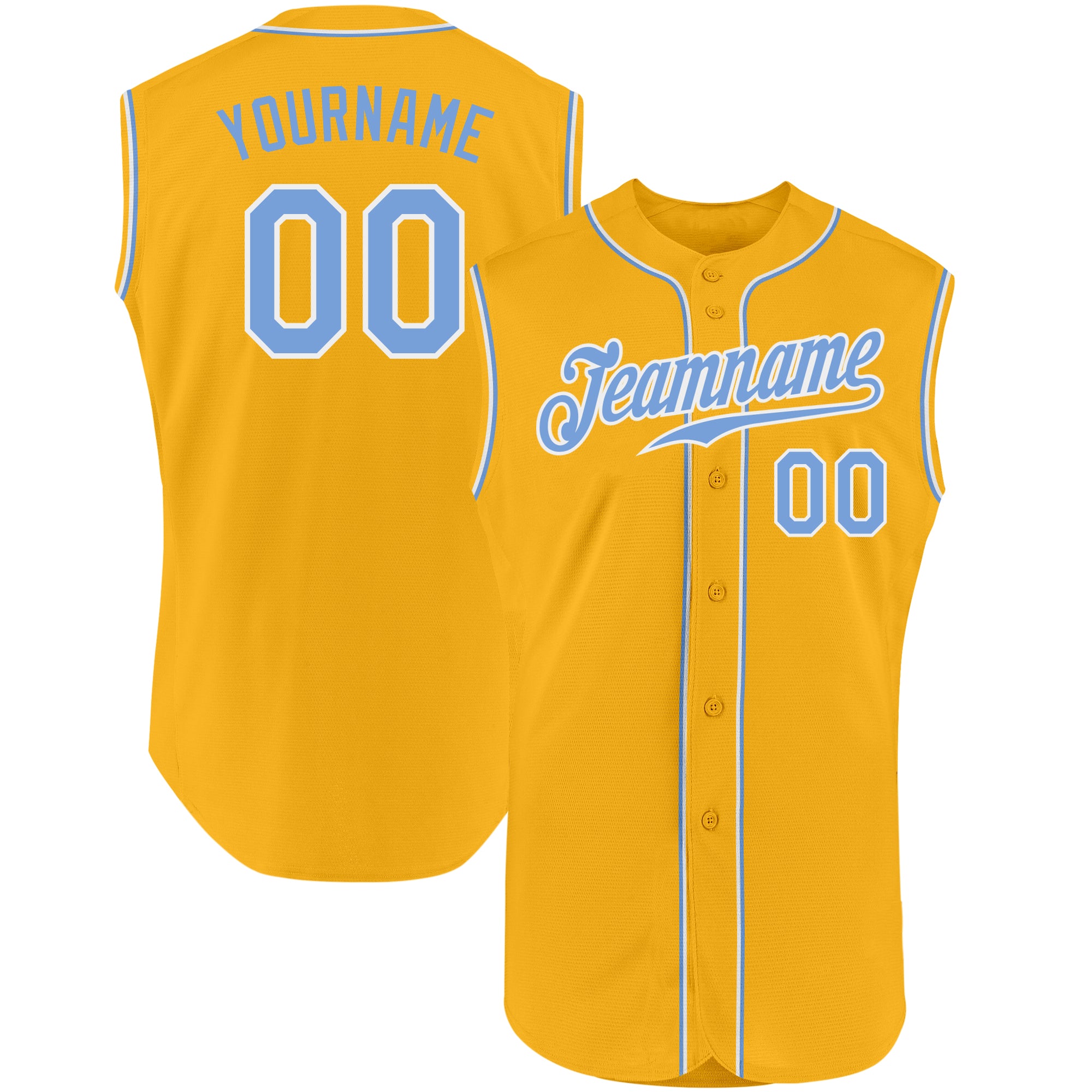 Custom White Light Blue-Pink Authentic Sleeveless Baseball Jersey