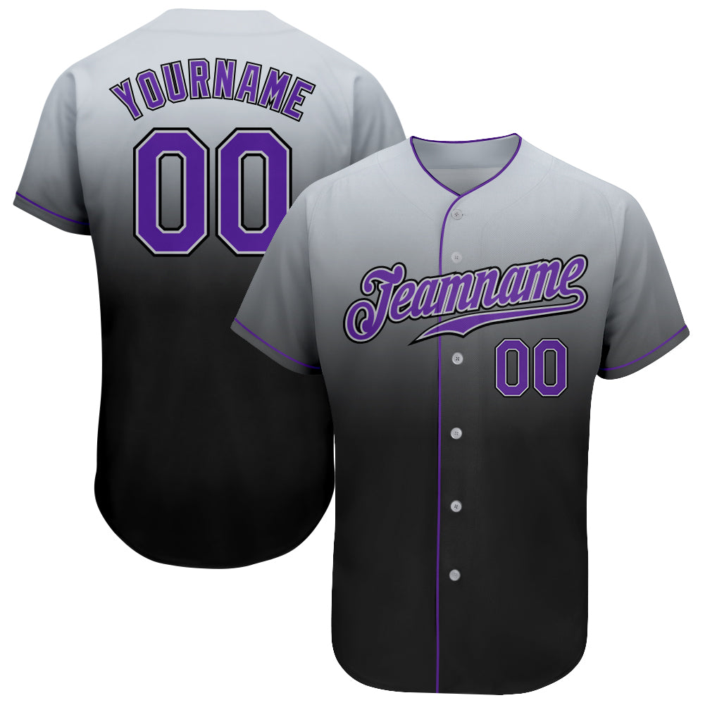 Custom Gray Black And Purple Custom Baseball Jerseys For Men