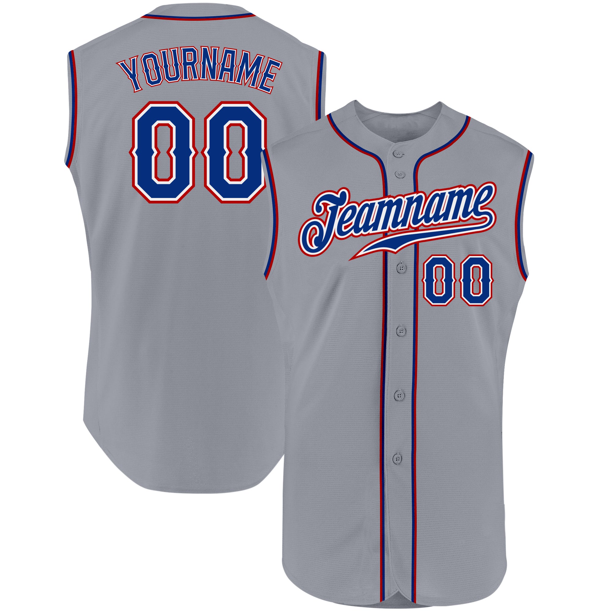 Custom Gray Royal-Red Authentic Two Tone Baseball Jersey