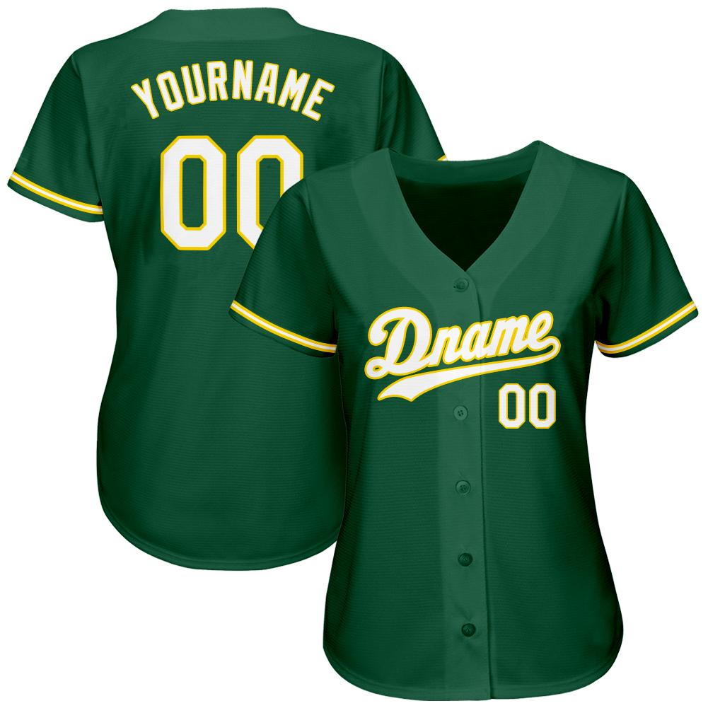 Custom Team Gold Baseball Authentic White Kelly Green Strip Throwback Jersey  Shirt Kelly Green