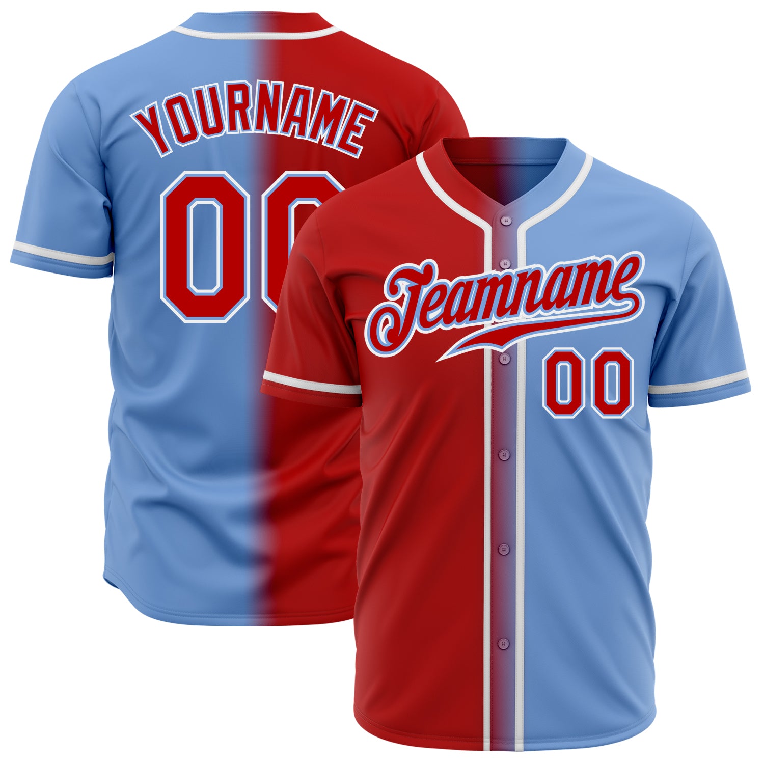 Custom Royal White-Light Blue Baseball Jersey