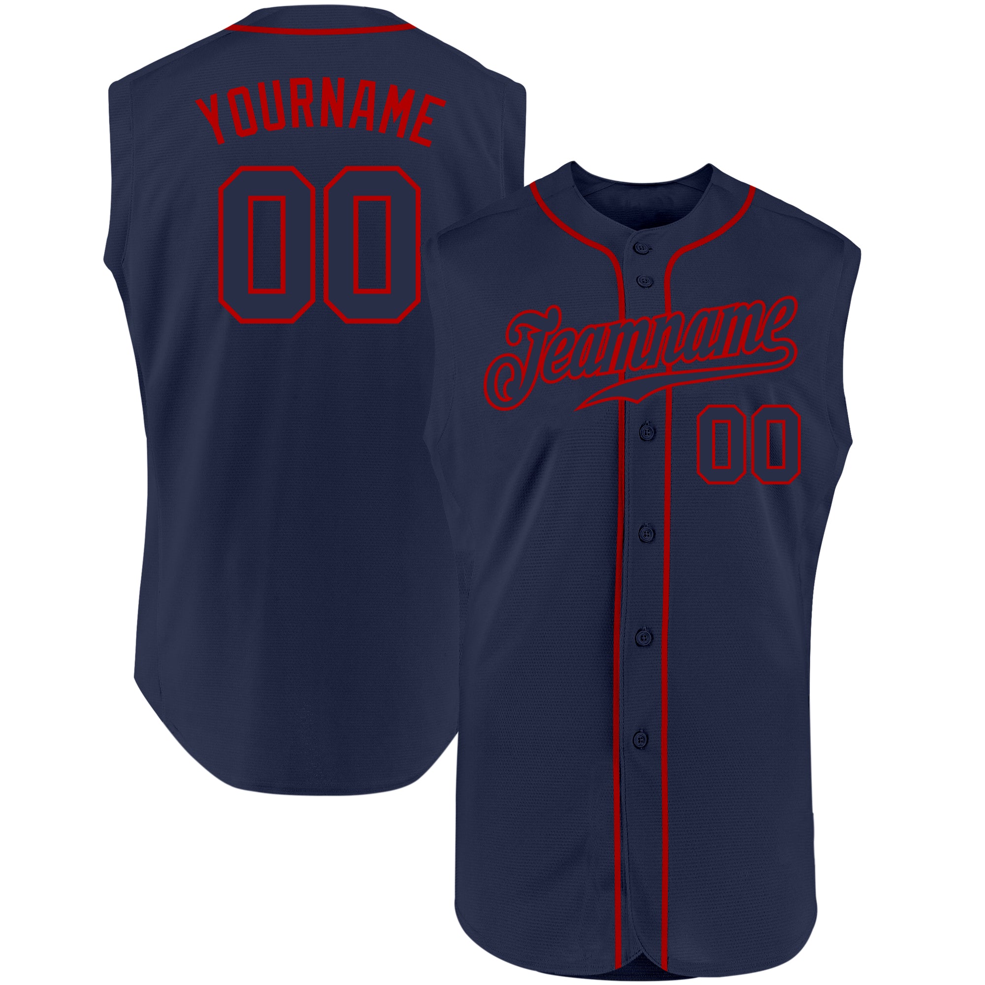 Custom Navy White-Red Baseball Jersey For Men and Women - OwlOhh