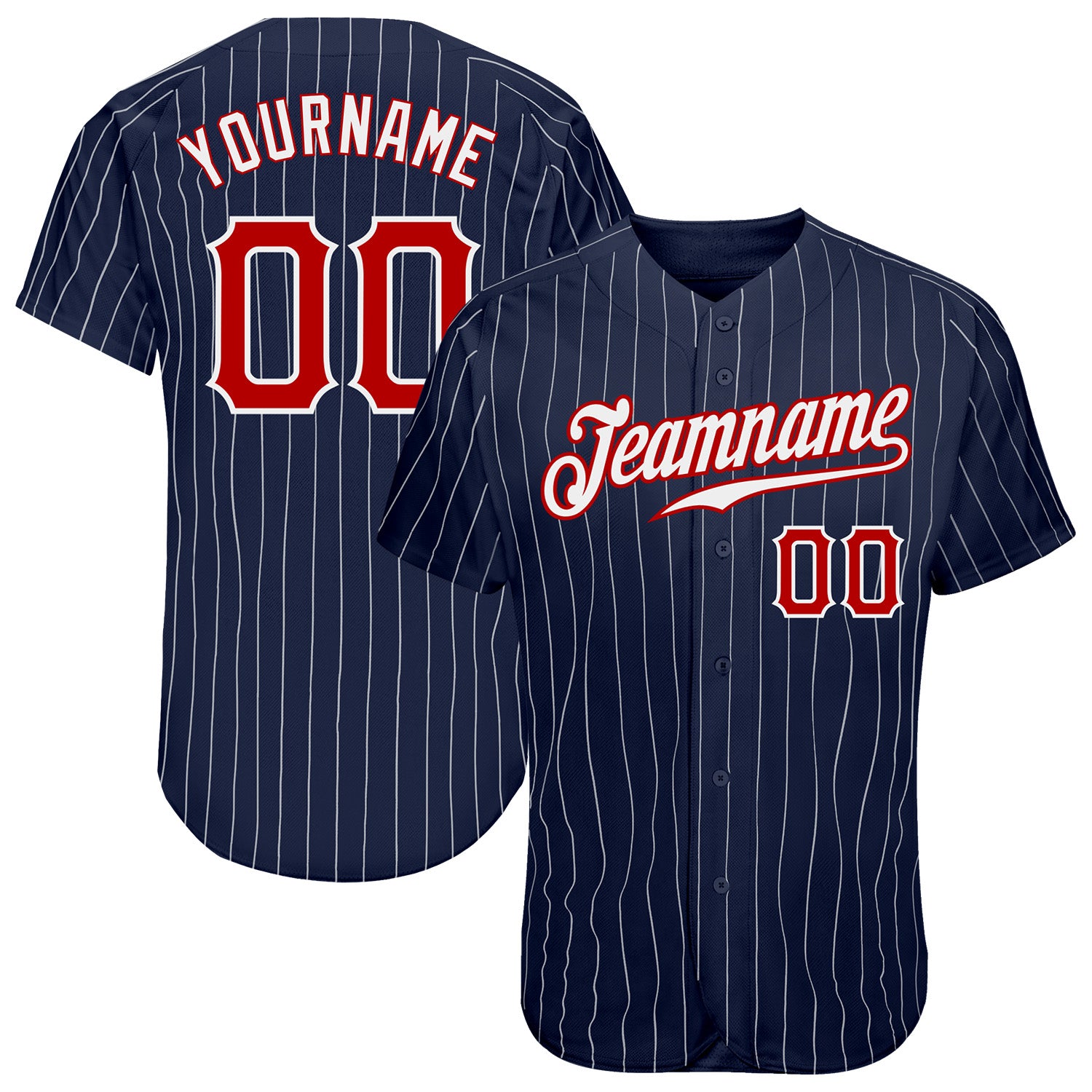 Custom Navy White-Red Baseball Jersey For Men and Women - OwlOhh