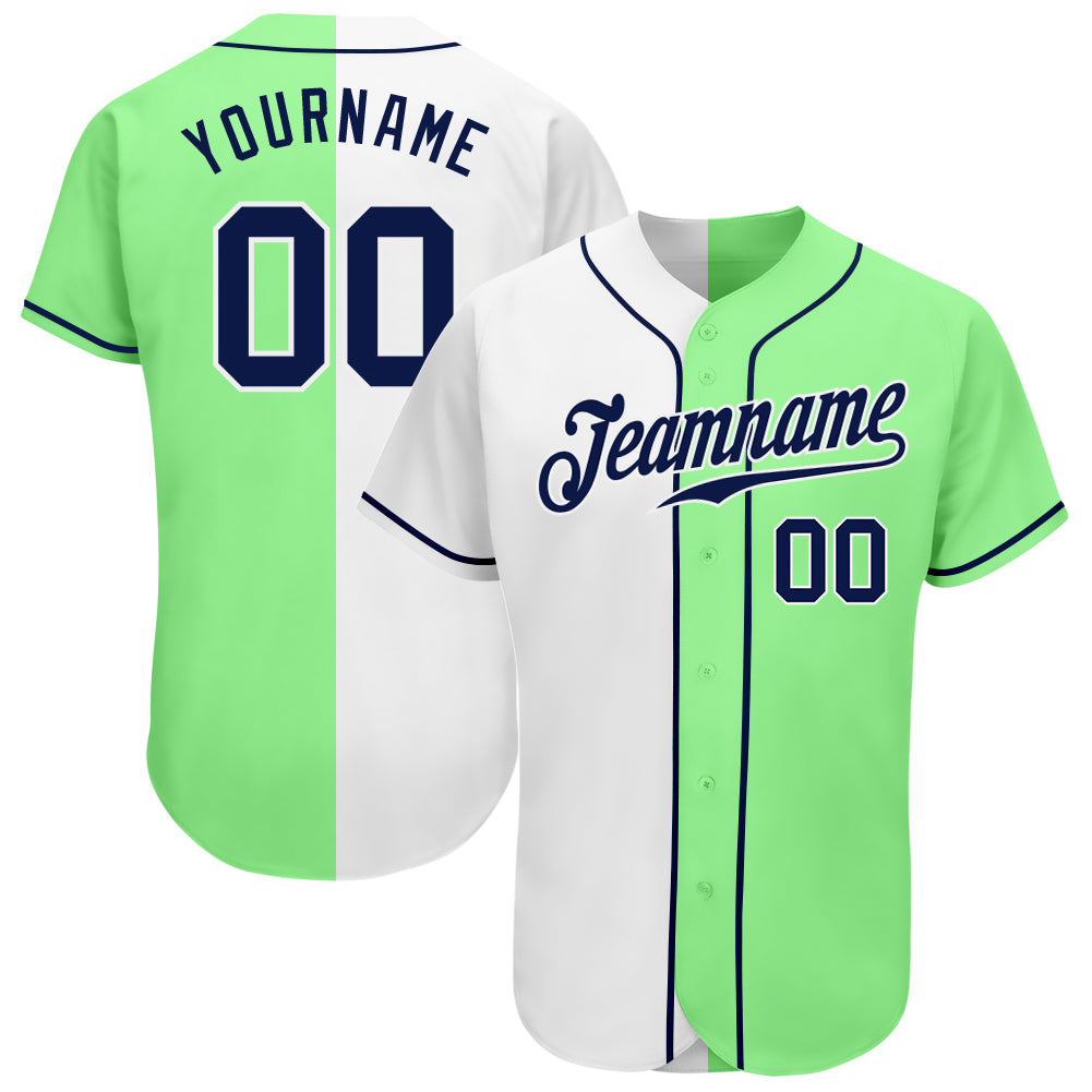 Custom Light Blue Navy-White Authentic Split Fashion Baseball Jersey for Men and Women - OwlOhh