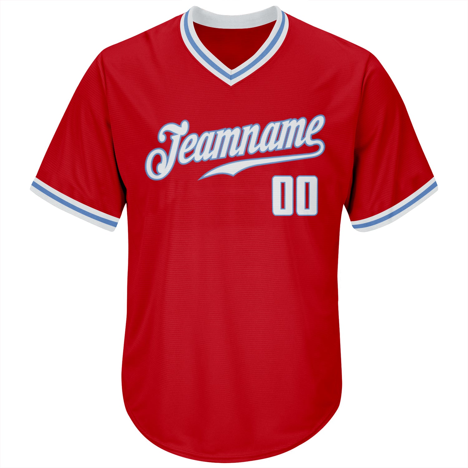 Custom Light Blue Red-White Authentic Baseball Jersey