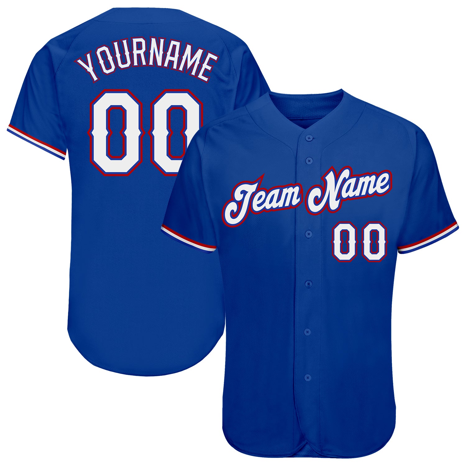 Custom White Royal-Red Authentic Baseball Jersey