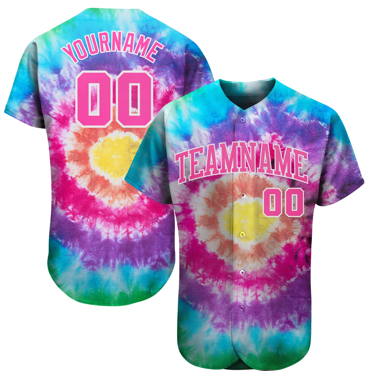 Custom Tie Dye Pink White Custom Baseball Jerseys For Men & Women