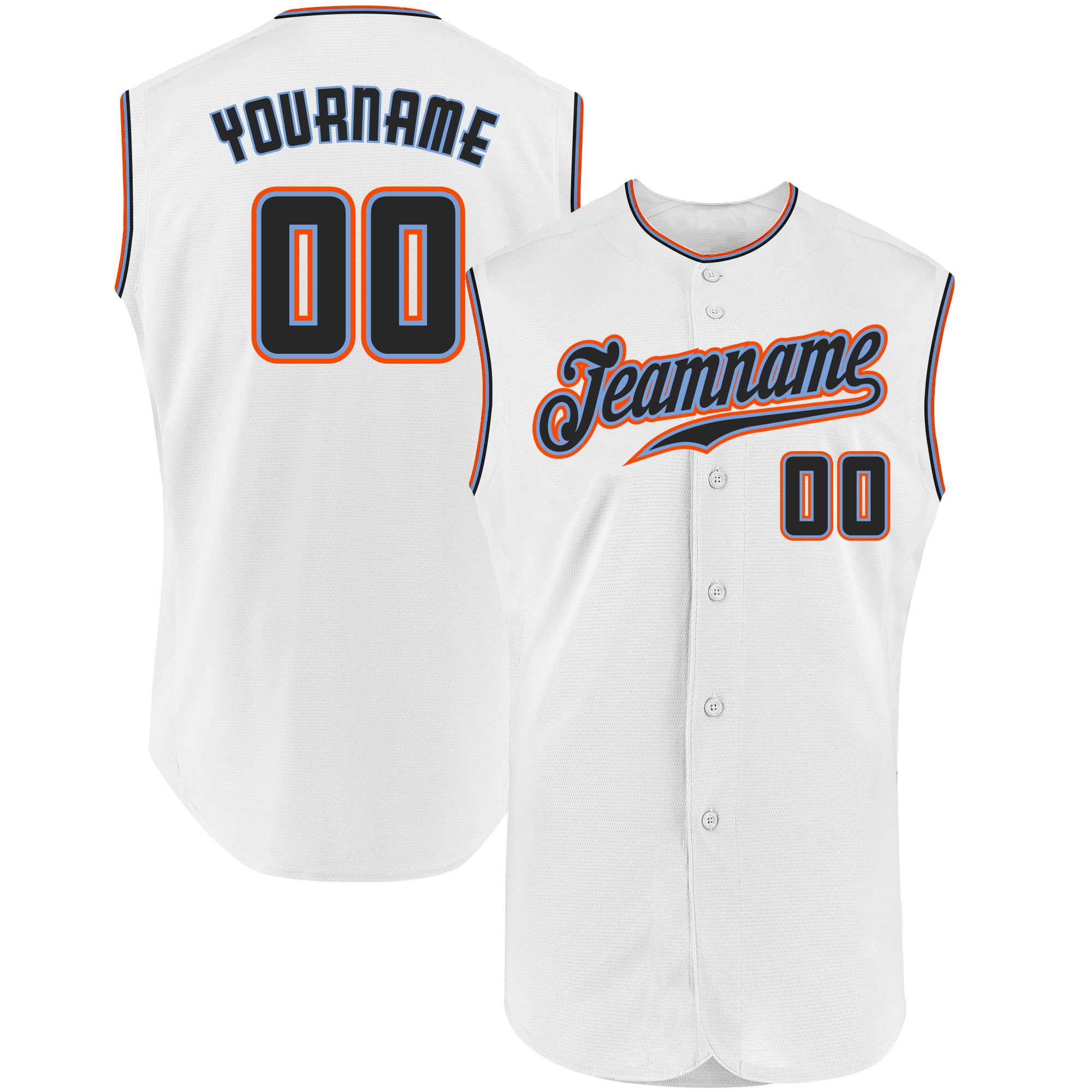 Custom Orange Black-White Authentic Sleeveless Baseball Jersey Discount