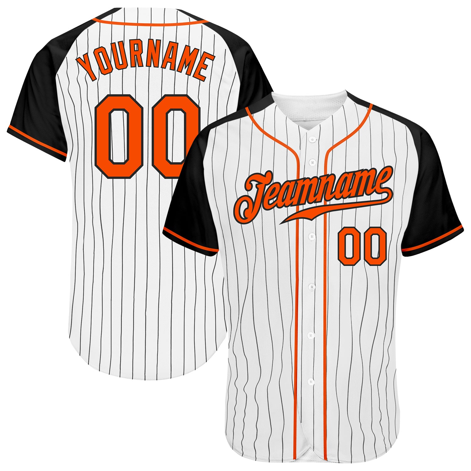 Custom Black White Pinstripe Orange-White Authentic Basketball Jersey