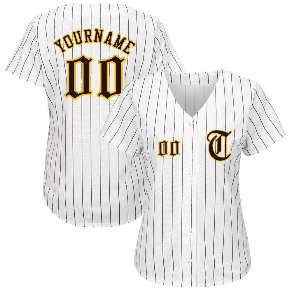 Custom Black Gold Pinstripe Black-Gold Authentic Baseball Jersey