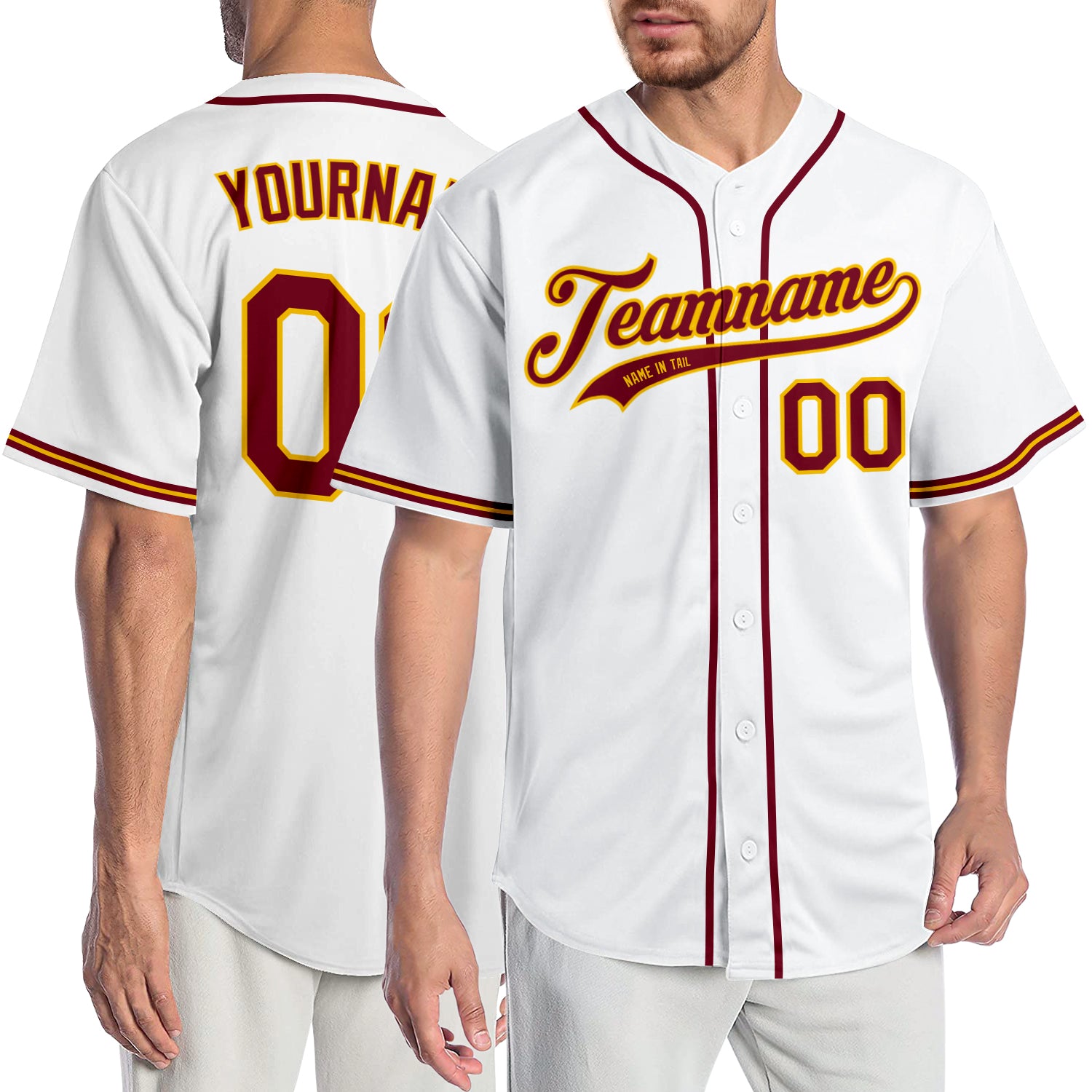 Custom Name Crimson White And Gold Custom Name Baseball Jerseys