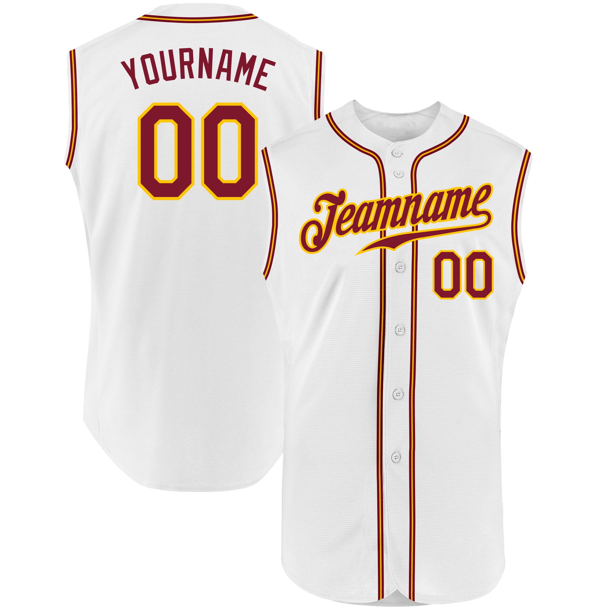 Custom White White-Red Authentic Sleeveless Baseball Jersey