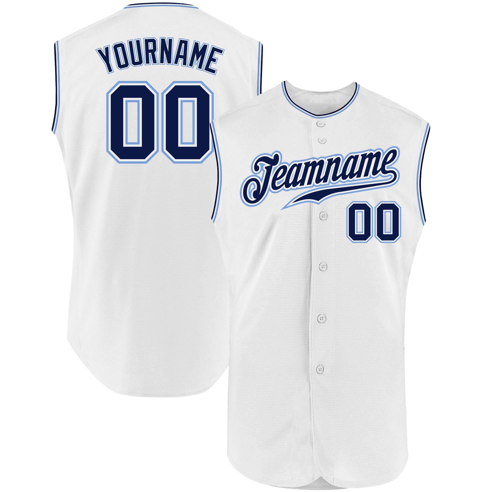 Custom Light Blue White-Gray Authentic Sleeveless Baseball Jersey Discount