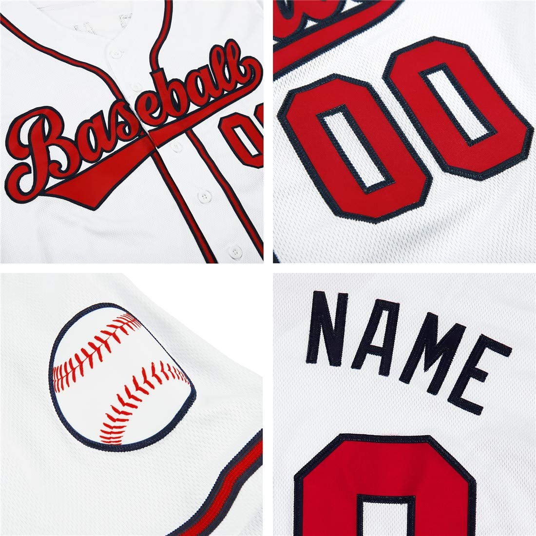 Custom Navy White-Red Baseball Jersey For Men and Women - OwlOhh