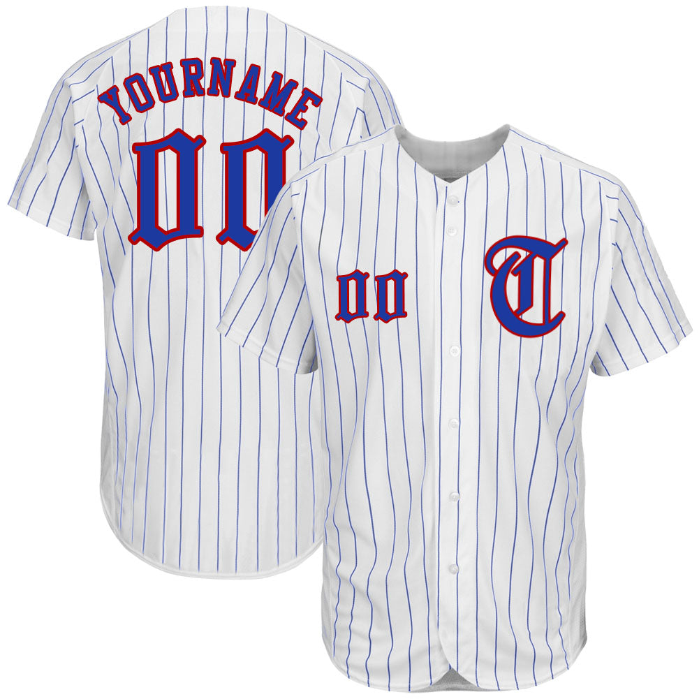 Custom White Royal Pinstripe Royal-Red Baseball Jersey For Men and Women -  OwlOhh - Owl Ohh