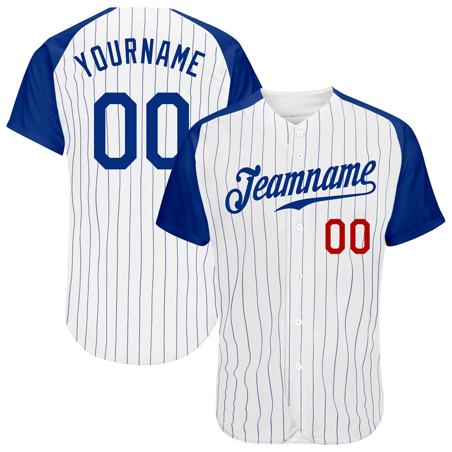 Custom White Royal Pinstripe Royal-Red Baseball Jersey For Men and Women -  OwlOhh - Owl Ohh