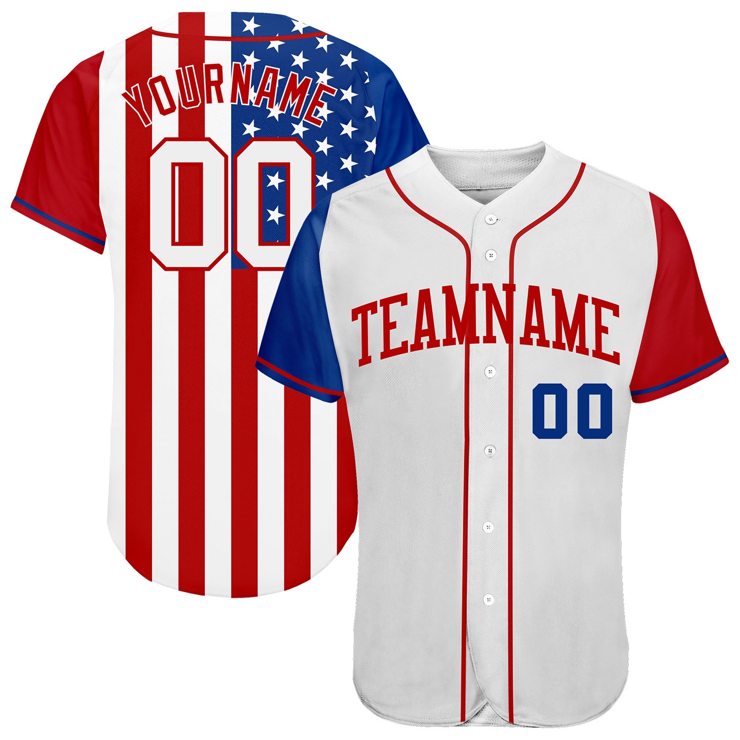 Custom White White-Red 3D American Flag Authentic Baseball Jersey in 2023