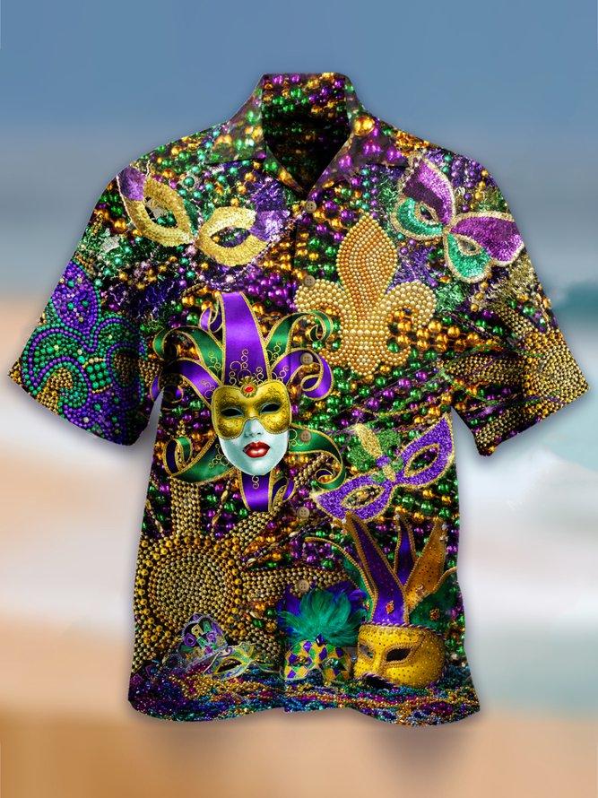 Happy Mardi Gras Unisex Hawaiian Shirt | Unisex | Full Size | Adult | Colorful | HW2418