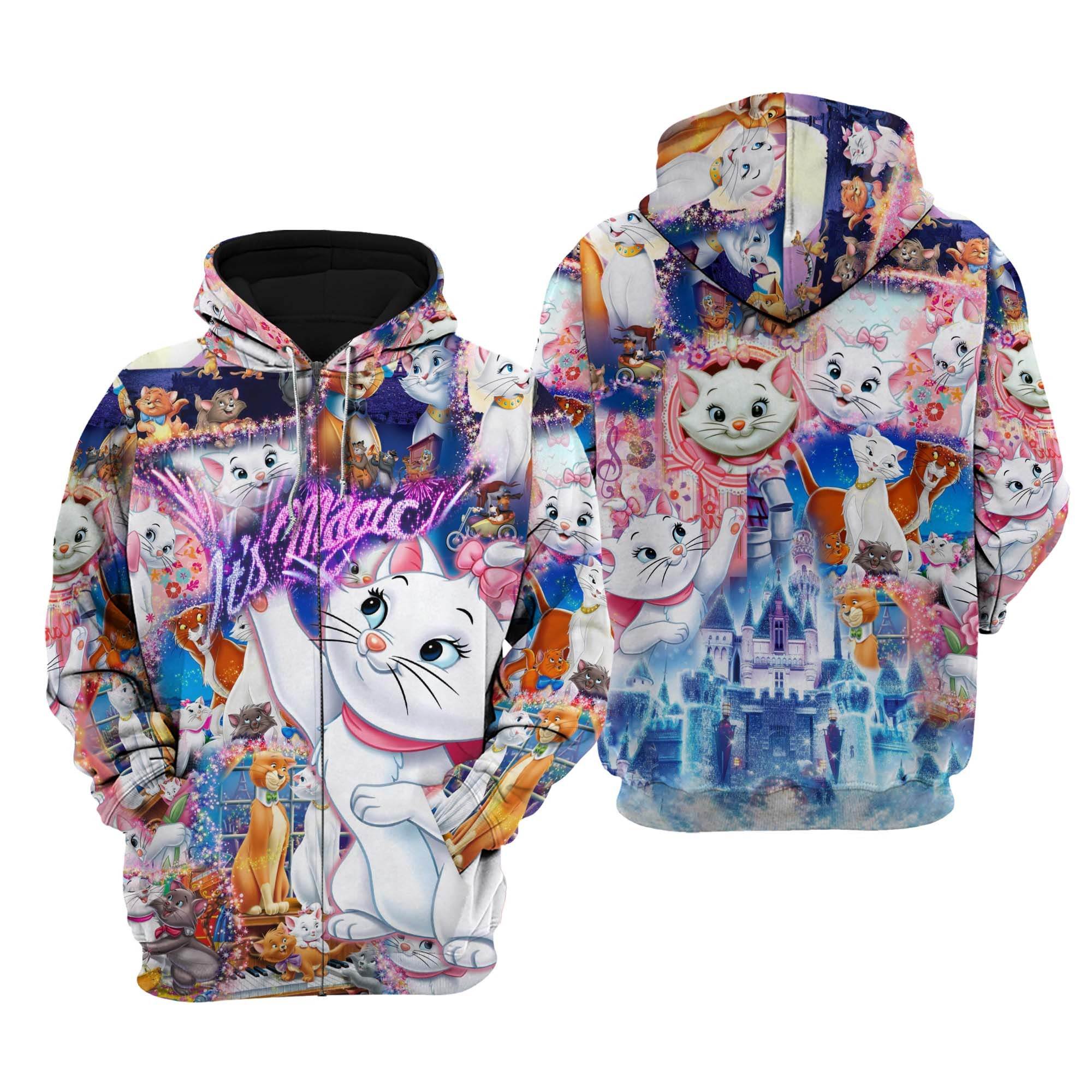 Its Magic The Aristocats Marie Cat Disney Cartoon Graphic Outfit Clothing Men Women Kids Toddlers Pullover 3D Hoodie – OwlOhh