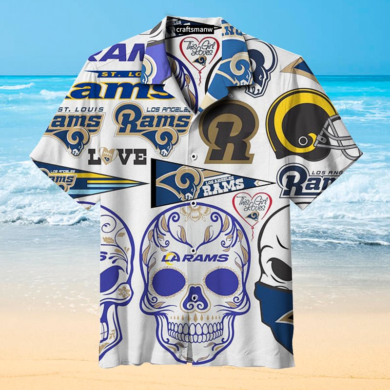 Los Angeles Rams Blue Leaf Logo Hawaiian Shirt - Owl Fashion Shop