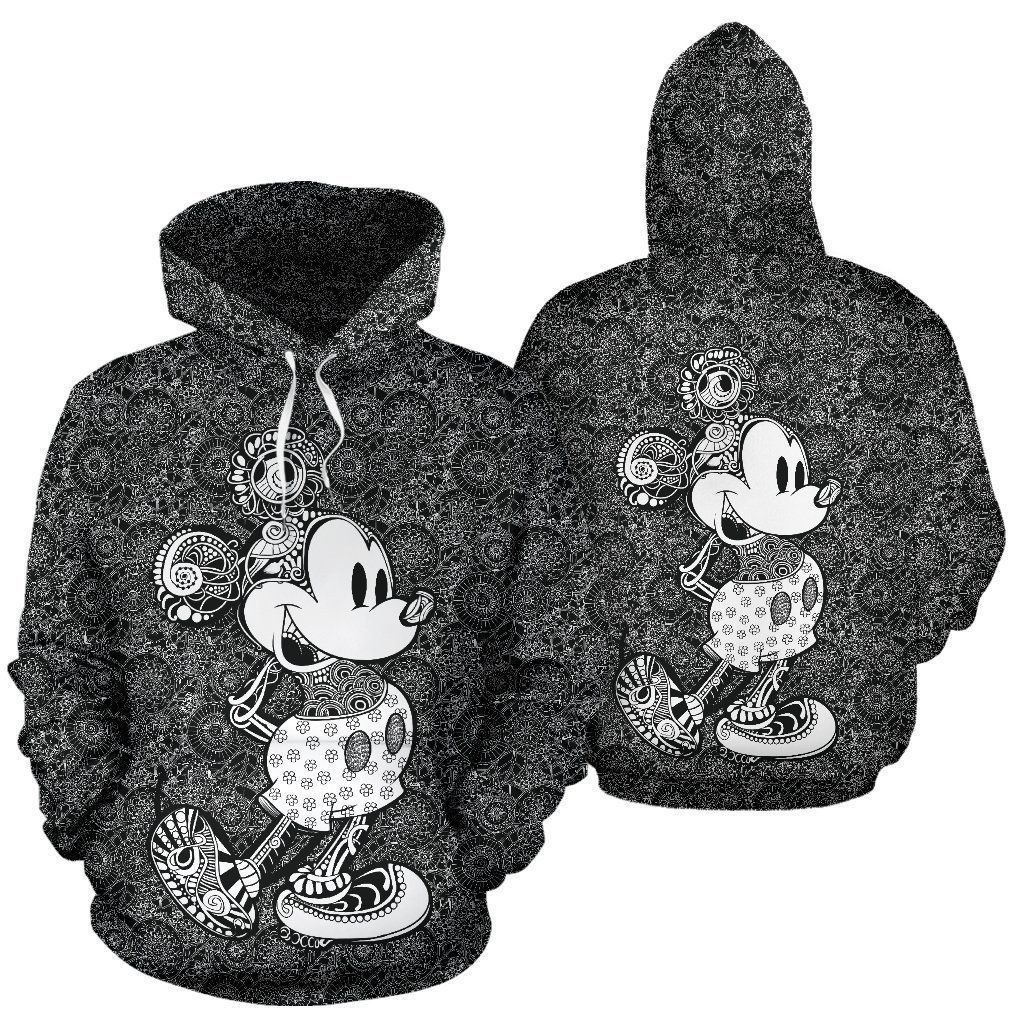 Mickey Mouse Black Over Print 3D Hoodie Zip Hoodie  size S-5XL – OwlOhh