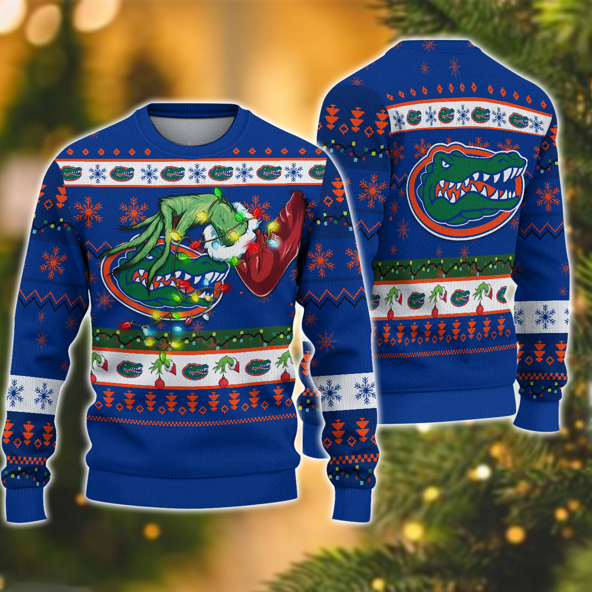 NCAA Florida Gators Grinch Christmas Ugly Sweater - OwlOhh