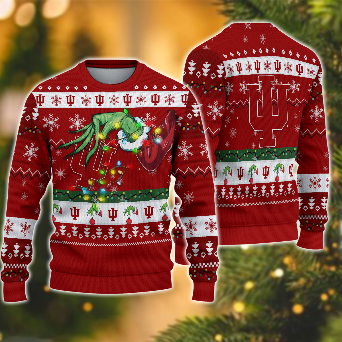 NCAA Indiana Hoosiers Grinch Christmas Ugly Sweater – OwlOhh