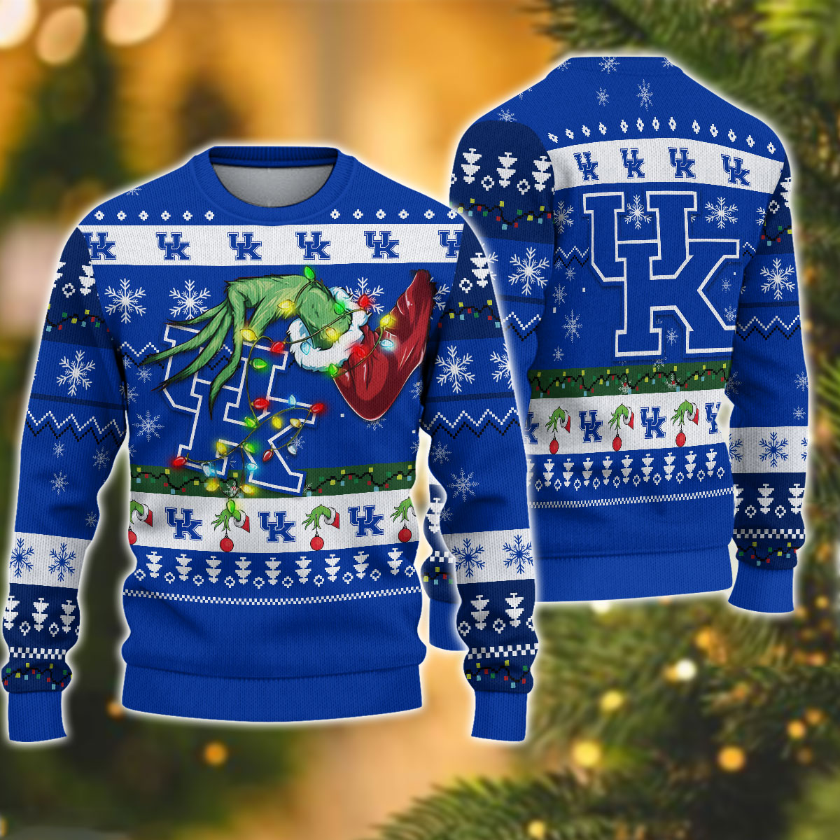 NCAA Kentucky Wildcats Grinch Christmas Ugly Sweater - OwlOhh