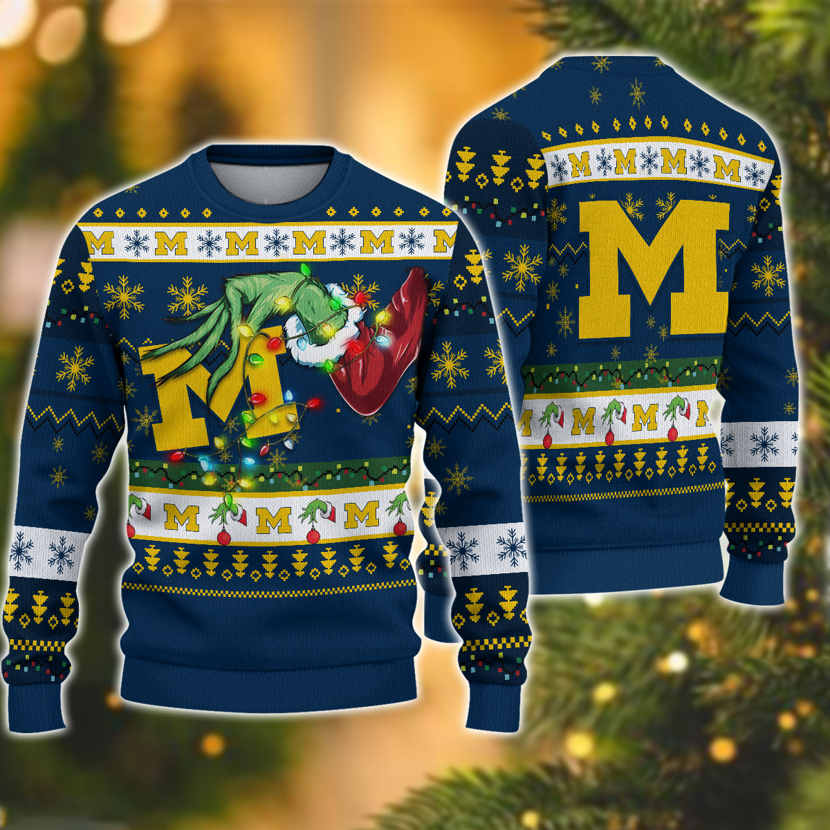 NCAA Michigan Wolverines Grinch Christmas Ugly Sweater – OwlOhh