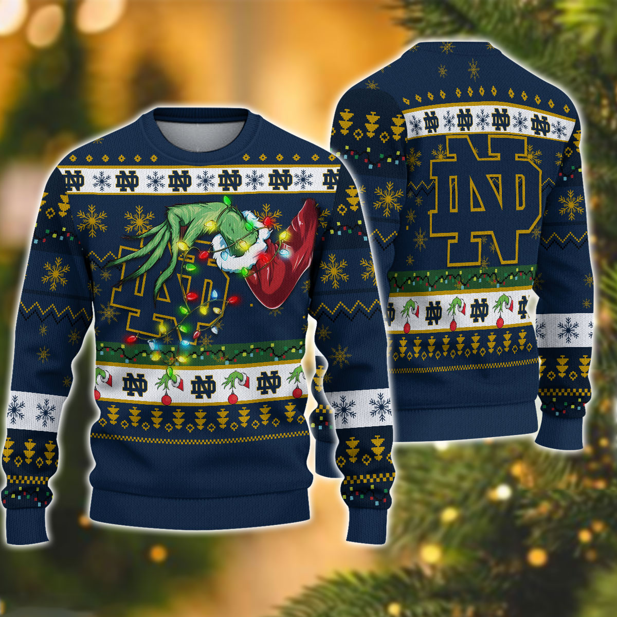 NCAA Notre Dame Fighting Irish Grinch Christmas Ugly Sweater – OwlOhh