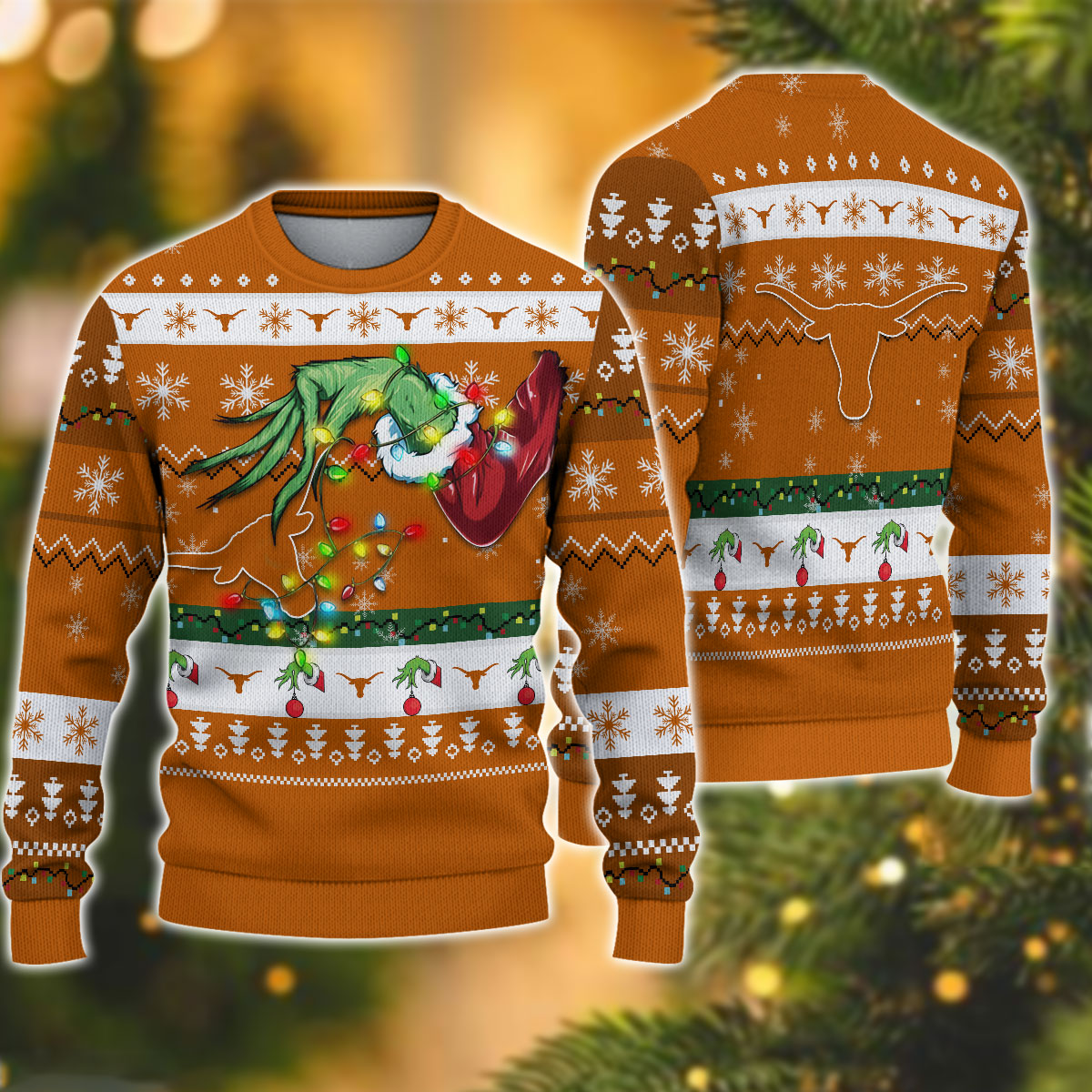 NCAA Texas Longhorns Grinch Christmas Ugly Sweater – OwlOhh
