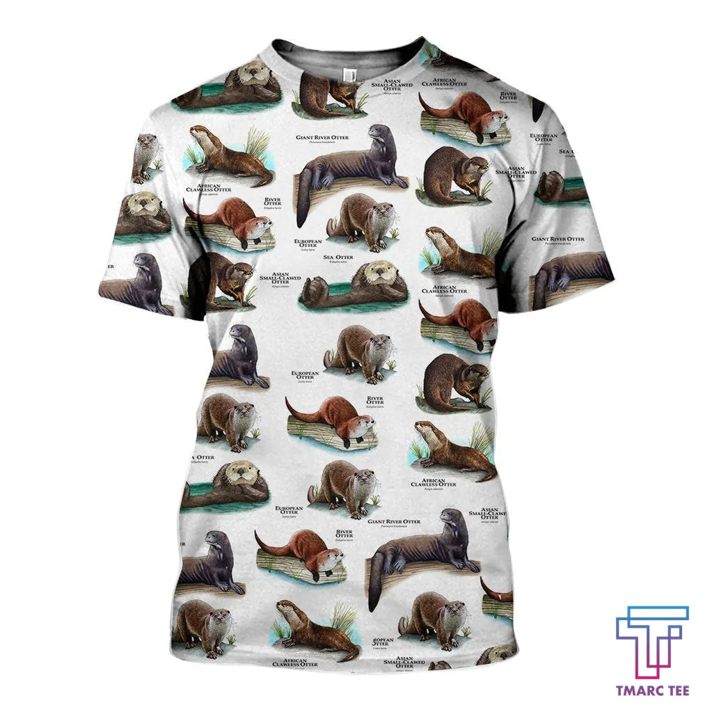 Otters Of The World Shirts And Shorts 3D All Over Printed Custom Text Name For Men and Women - OwlOhh