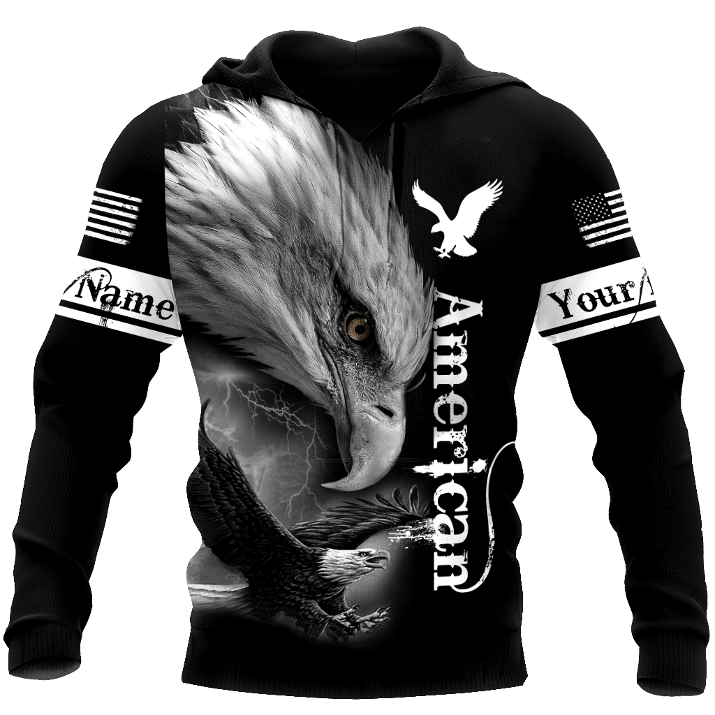 Personalized Name Eagle American Hoodie 3D All Over Printed Custom Text Name For Men and Women – OwlOhh