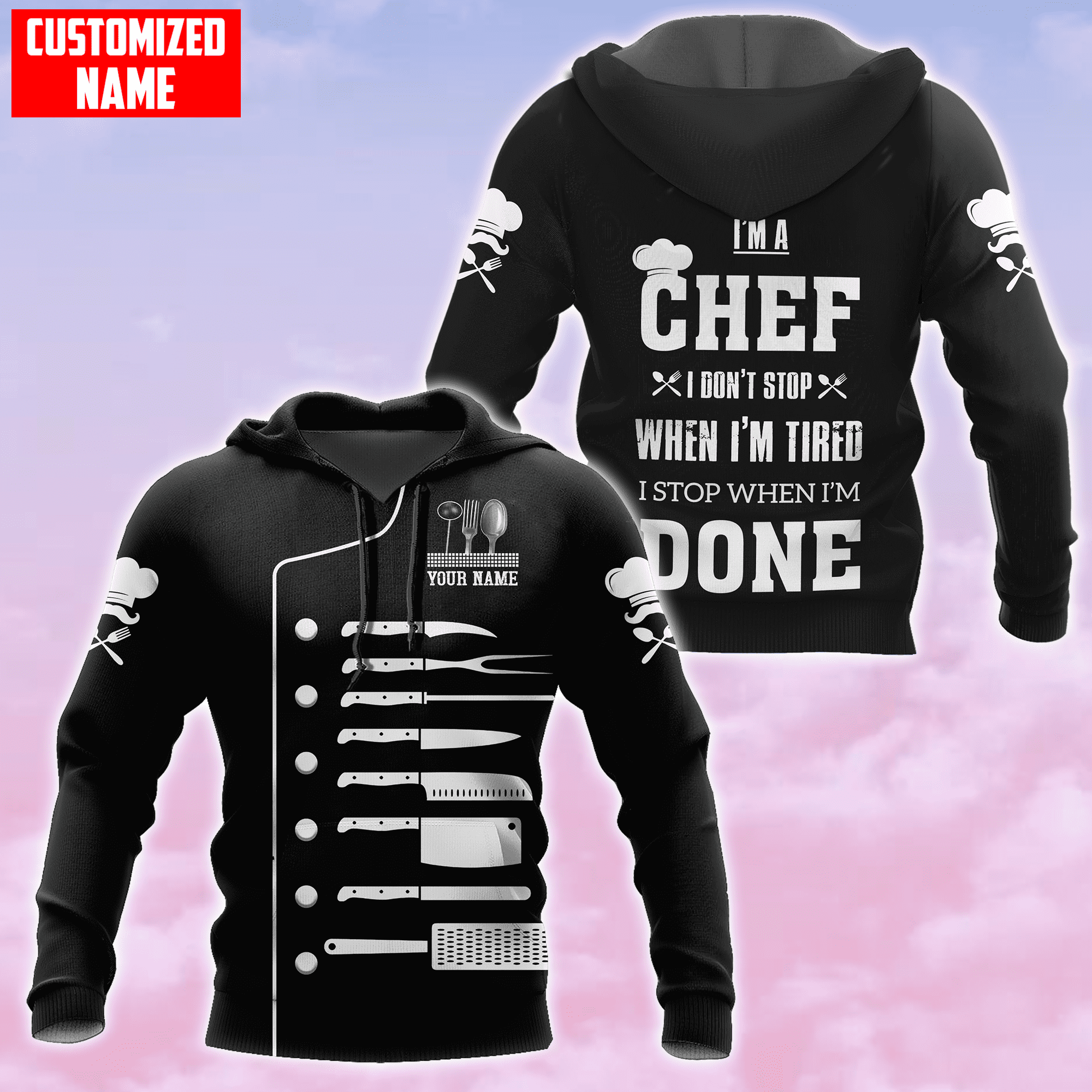 Personalized Name Master Chef Unisex Shirts 3D All Over Printed Custom Text Name For Men and Women – OwlOhh