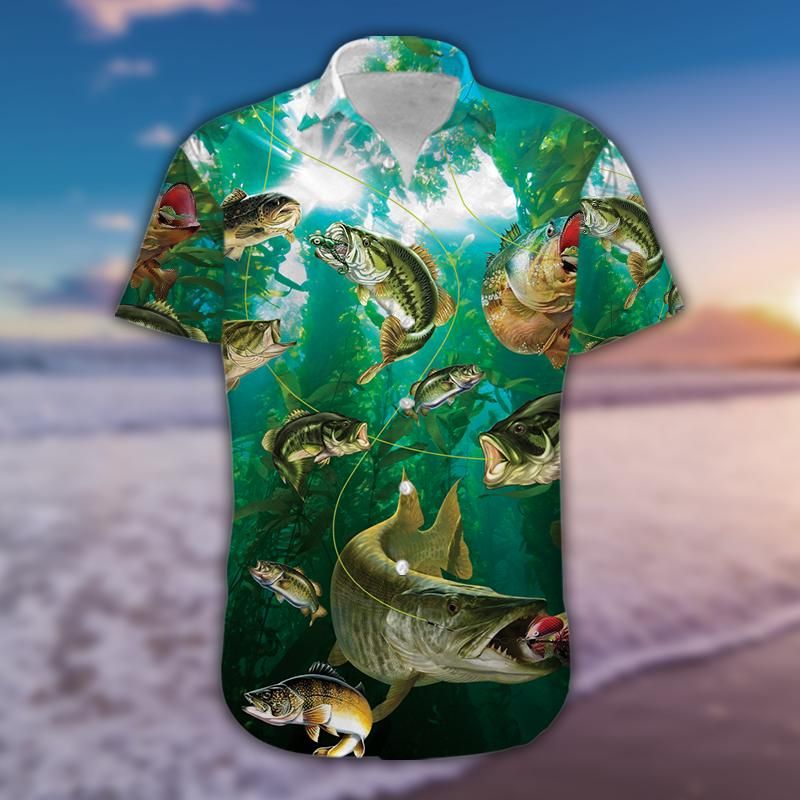 Proud Bass Fishing Angler Fisherman Unisex Hawaiian Aloha Shirts H
