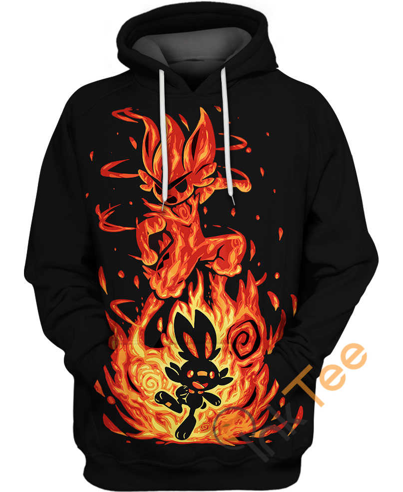 Scorbunny And Cinderace Pokemon Amazon Best Selling Pullover 3D Hoodie  – OwlOhh