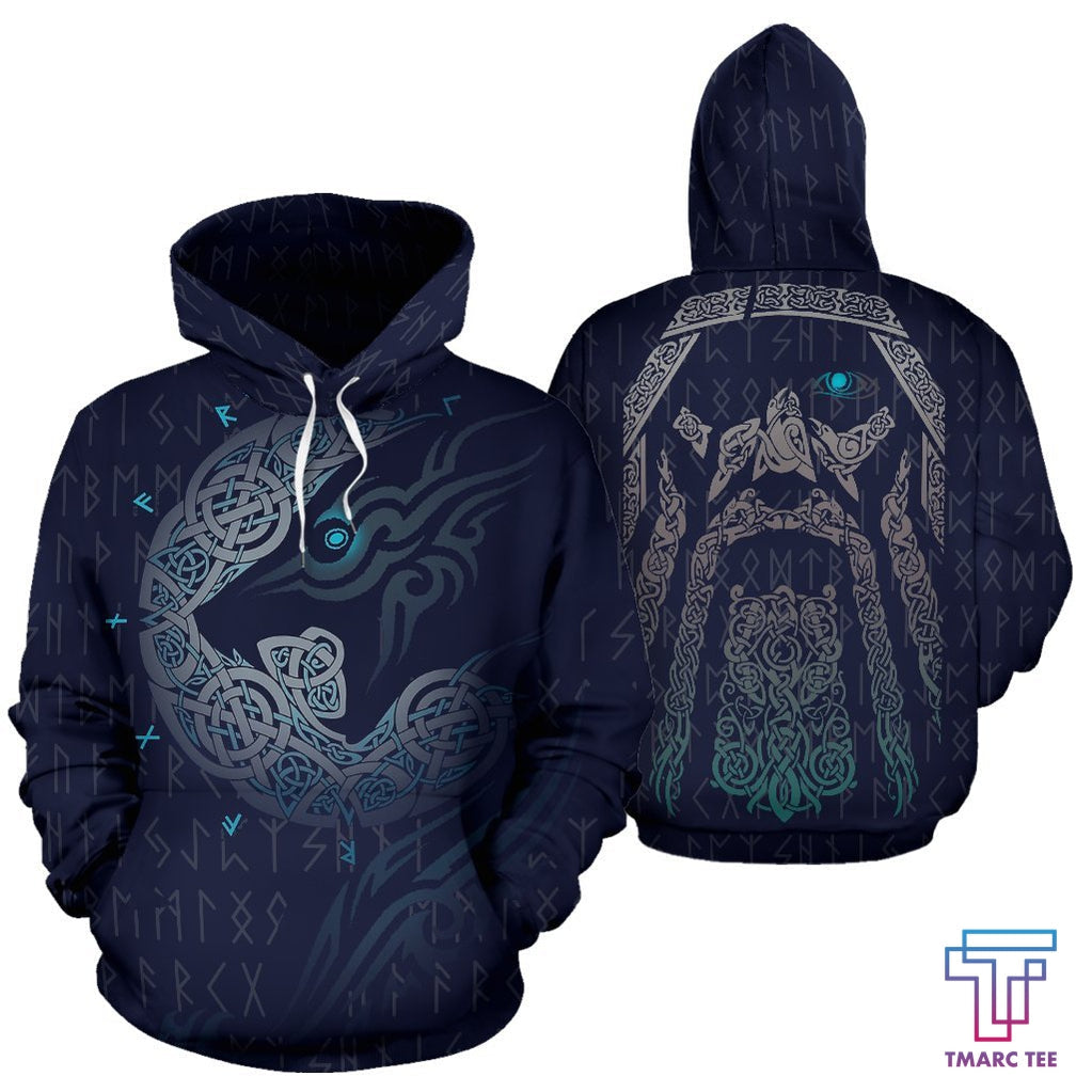 Viking Hoodie - Odin & Fenrir™ Hoodie 3D All Over Printed Custom Text Name For Men and Women - OwlOhh