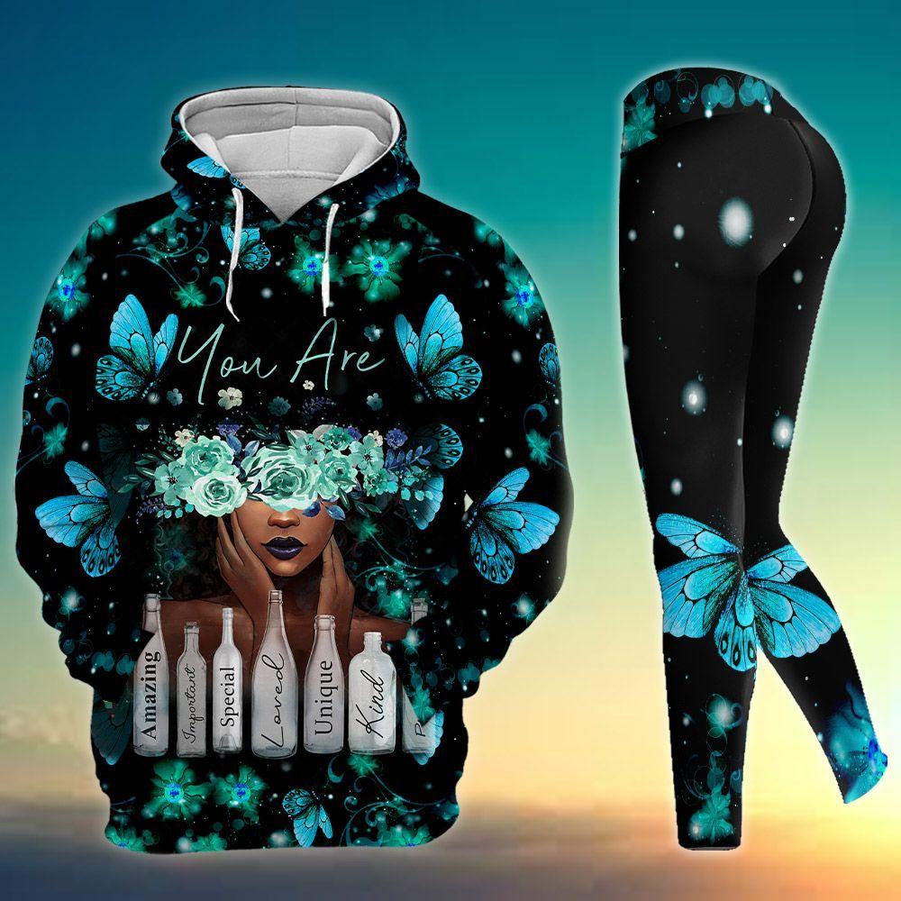 Black Girl You Are Amazing All Over Print Leggings Hoodie Outfit For Women  - OwlOhh