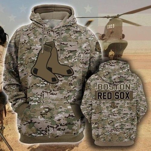 Boston Red Sox Camouflage Veteran Pullover And Zippered Hoodies Custom 3d Graphic Printed 3d Hoodie All Over Print Hoodie For Men For Women  – OwlOhh