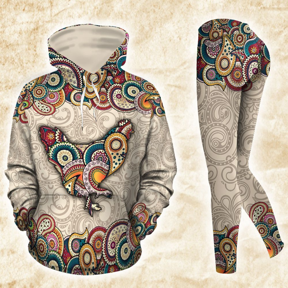 Chicken Mandala All Over Print Leggings Hoodie Outfit For Women - OwlOhh
