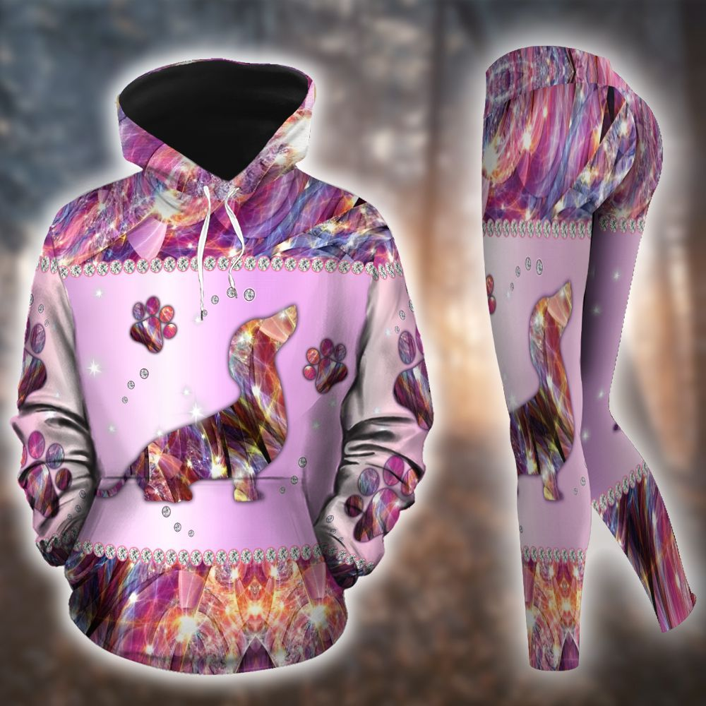 Dachshund All Over Print Leggings Hoodie Outfit For Women  - OwlOhh
