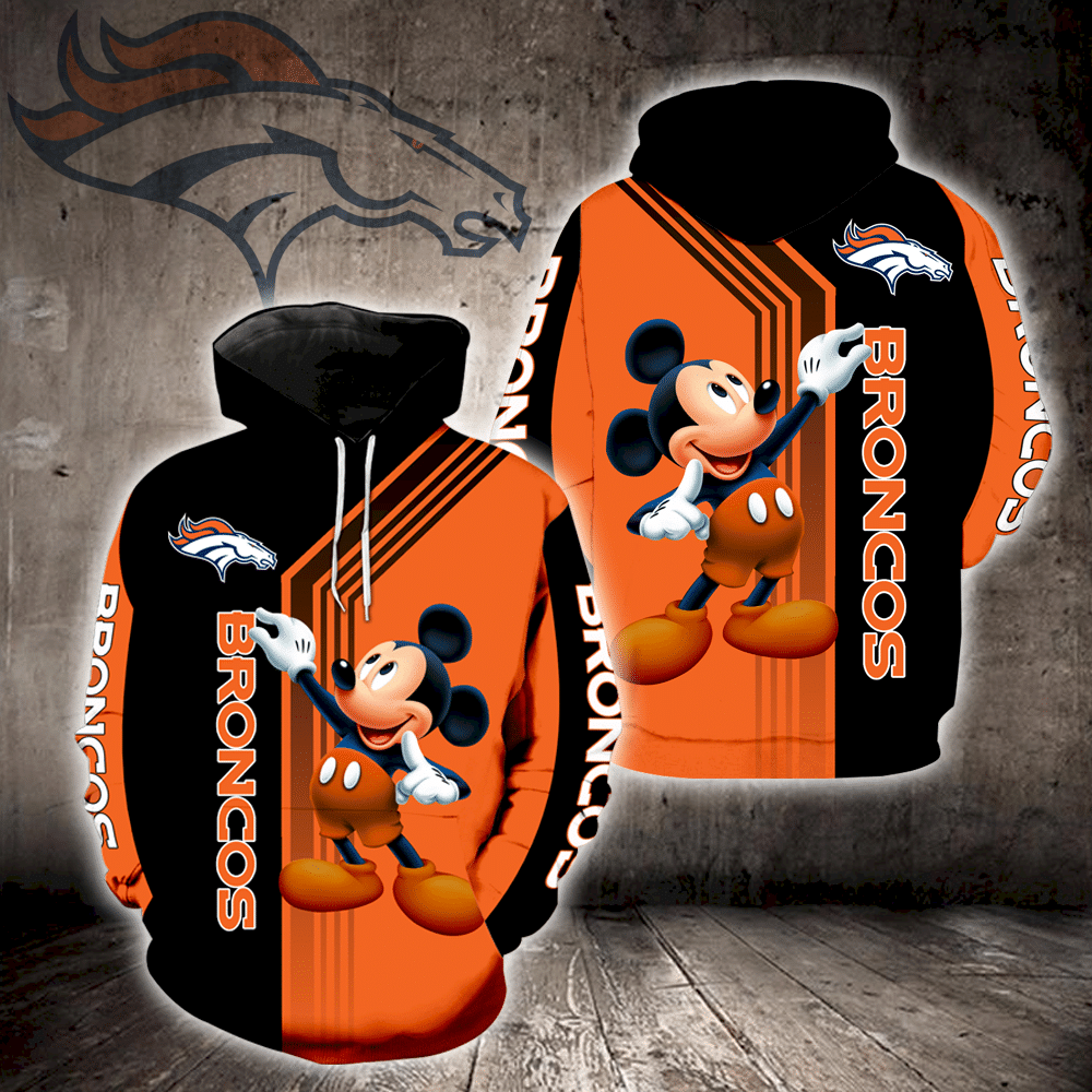 Denver Broncos Mickey Mouse All Over Print 3D Hoodie For Men And Women  – OwlOhh